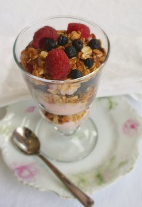 Granola and yogurt parfait